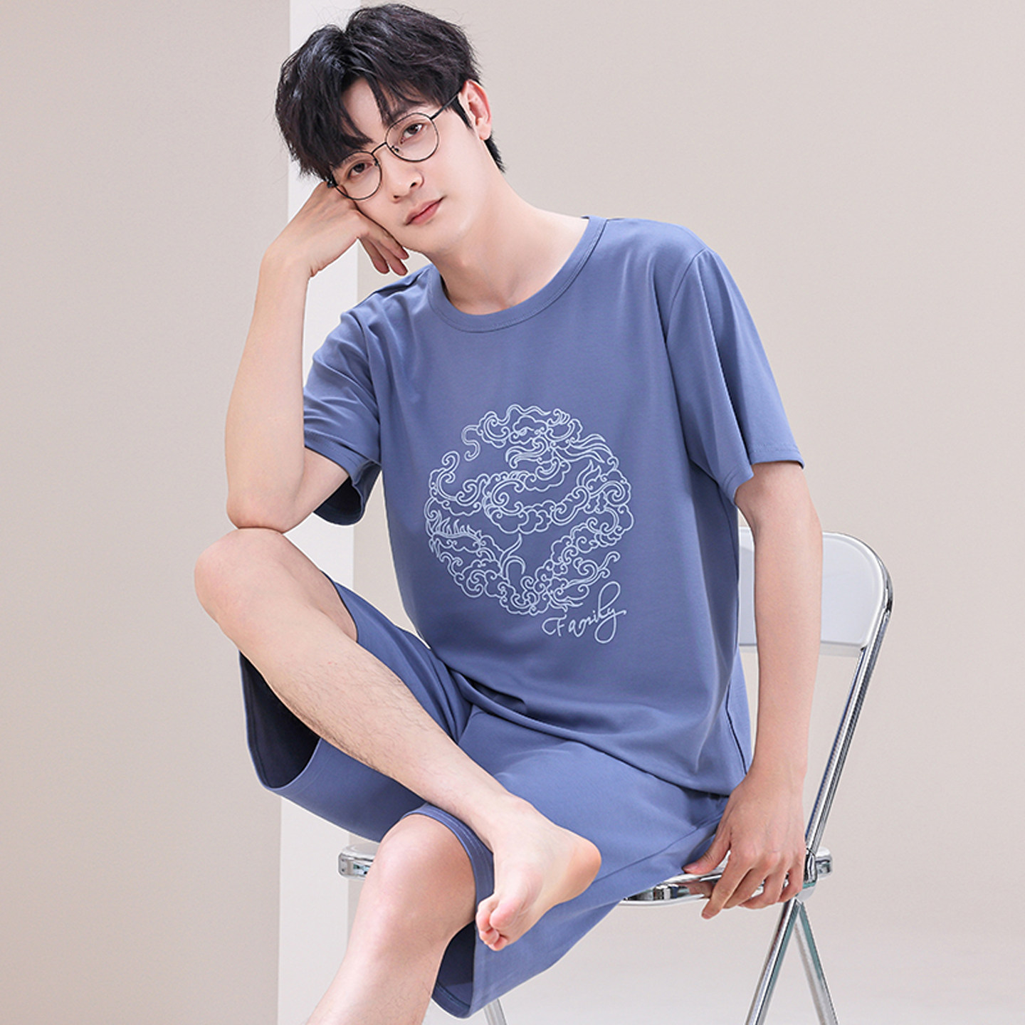 睡衣套装男士夏季短袖加肥加大码