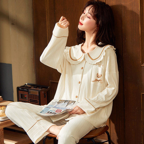 春秋季睡衣女长袖可爱开衫卡通夏