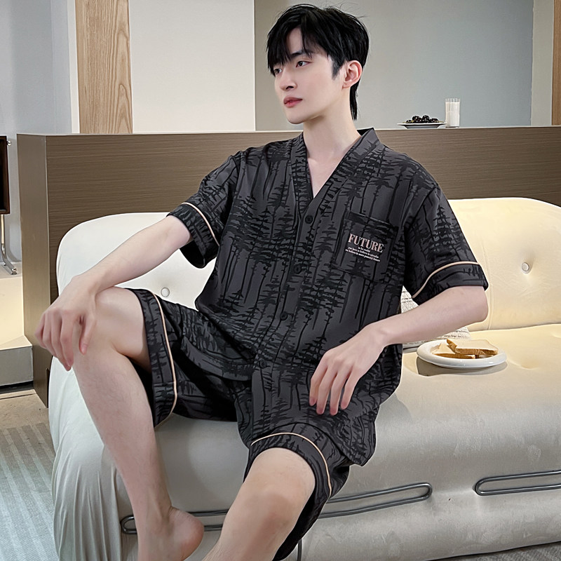 和服春秋套装男士夏季家居服开衫