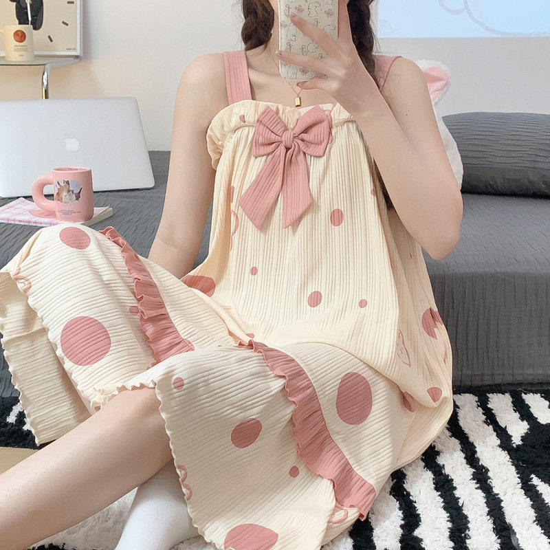 夏季女士吊带睡裙中款家居服学生睡衣无袖韩版日系甜美卡通可外穿,女士内衣/男士内衣/家居服,睡裙,淘宝优惠券,粉丝福利购,淘宝优惠卷