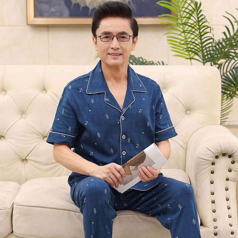 薄睡衣男士短袖长裤夏季开衫套装