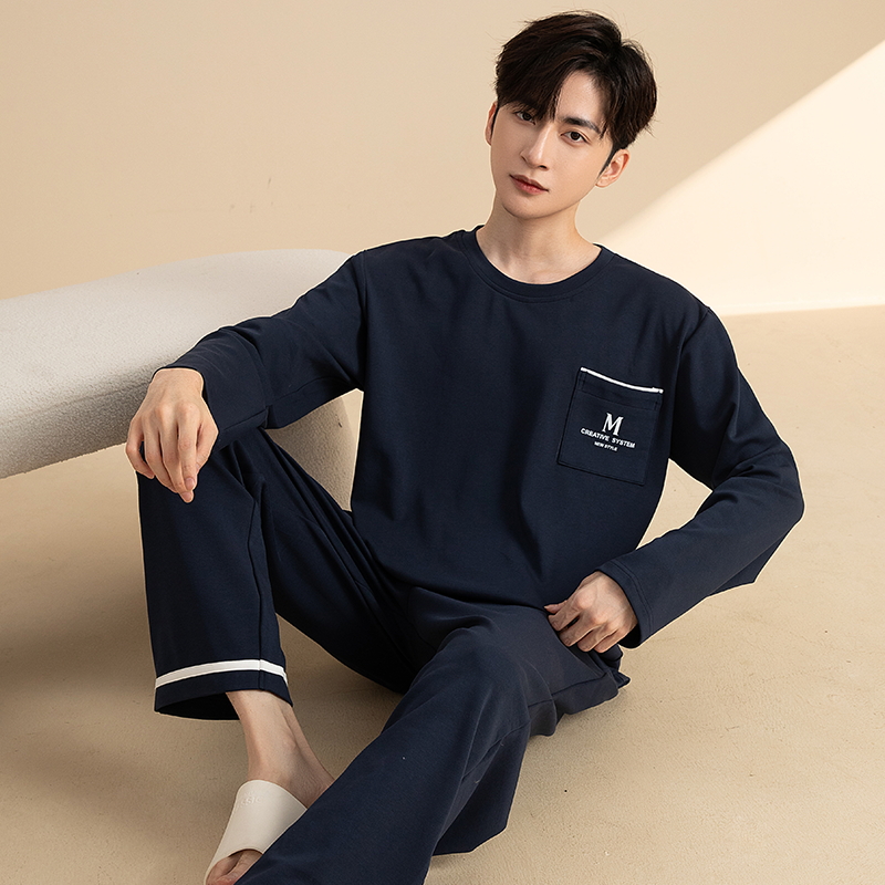 男大码宽松休闲长袖家居服套装
