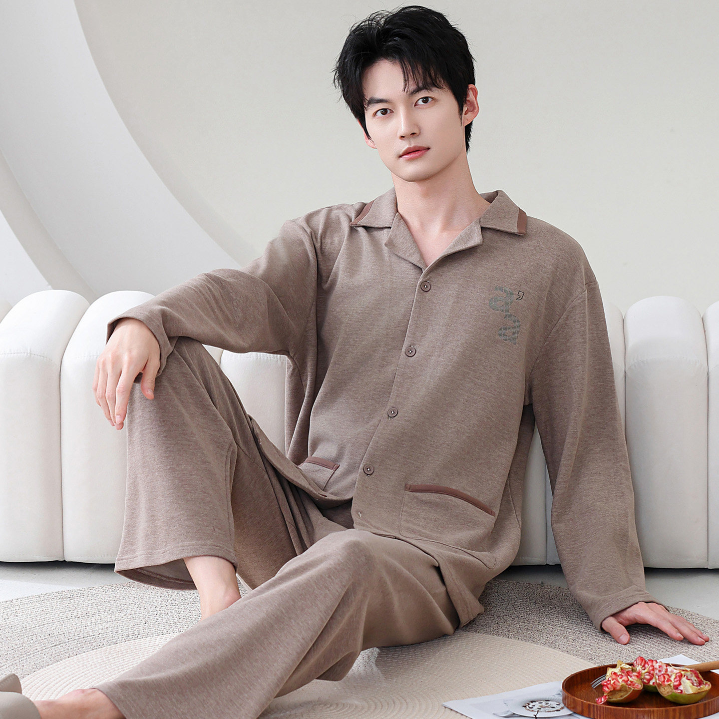 秋冬季男士开衫睡衣套装德绒春加绒加厚家居服休闲运动可外穿韩版