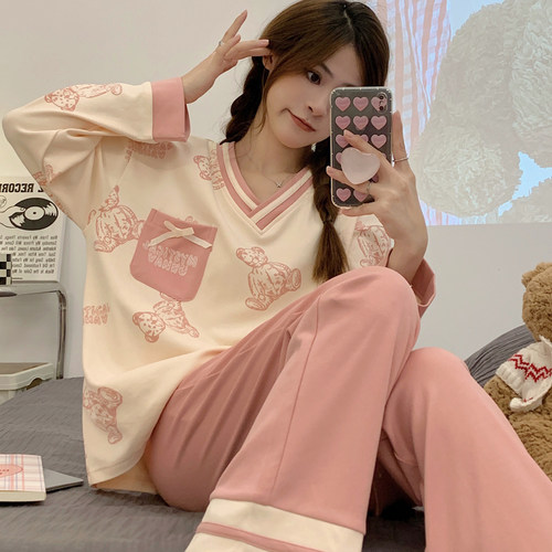 女韩版宽松休闲长袖家居服套装