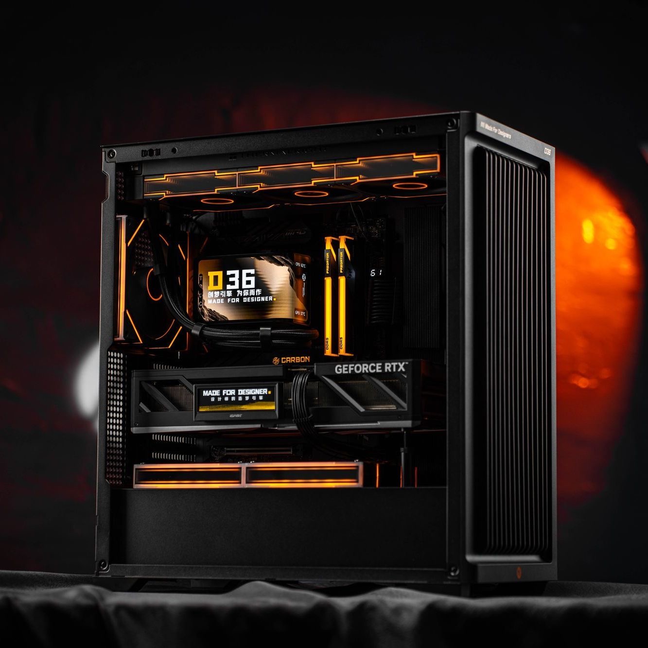 机械大师D36电脑机箱侧透防尘ATX台式机竖装显卡背插主板360水冷