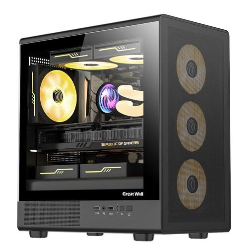 长城魅影M2台式机桌面机箱M-ATX240水冷游戏电竞玻璃侧透铁网面板