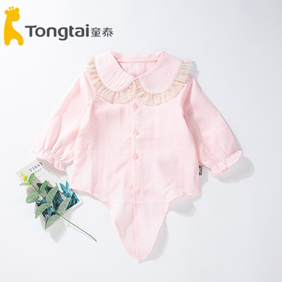 童泰翻领衬衫长袖上衣打底衫