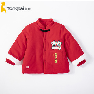 童泰秋冬新款 5岁外出大红夹棉保暖上衣620 婴幼儿加厚棉衣男女宝1