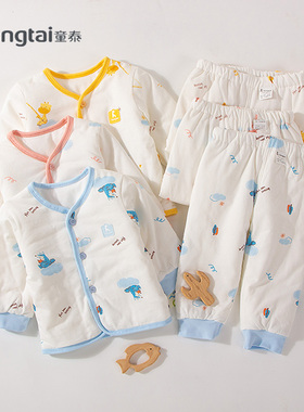 童泰秋冬新款薄棉对开套装男女宝宝3-24个月保暖棉衣棉服2708