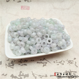 缅甸A货翡翠算盘车轮珠子8*3mm冰白色冰种散珠DIY饰品配件玉