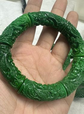 玉阅珠宝翡翠龙珠手串复古雕刻