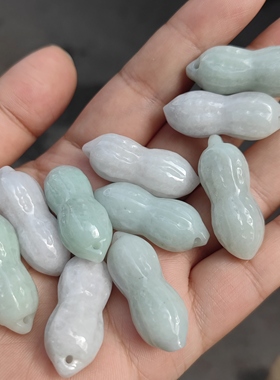 翡翠A货花生吊坠生意兴隆百搭