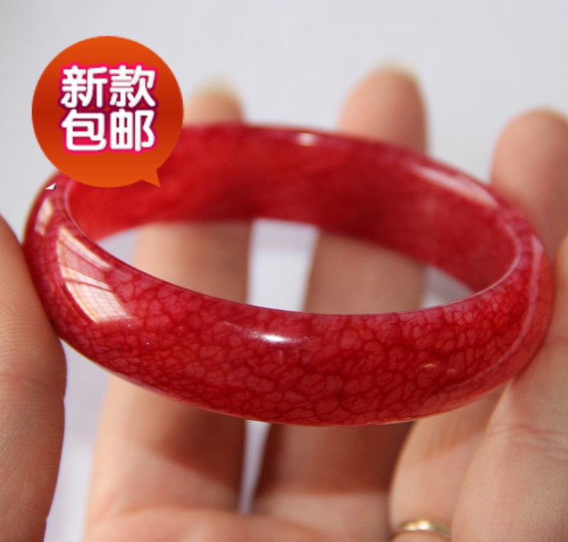 玉石包邮手工岫玉鸡血石手镯色泽艳丽 养颜 颜色纯正无瑕疵礼品