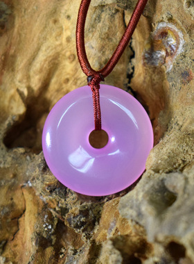 少女心平安扣粉玉髓玛瑙饰品吊坠