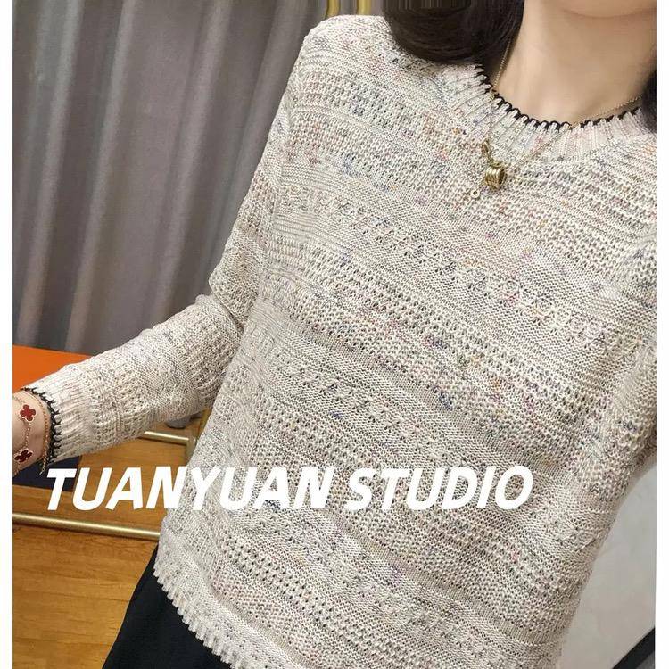 春新款时尚洋气宽松显瘦彩线