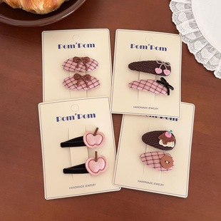 可露丽粉色系 复古蝴蝶结蛋糕发夹布艺掰掰夹碎发少女心刘海边夹