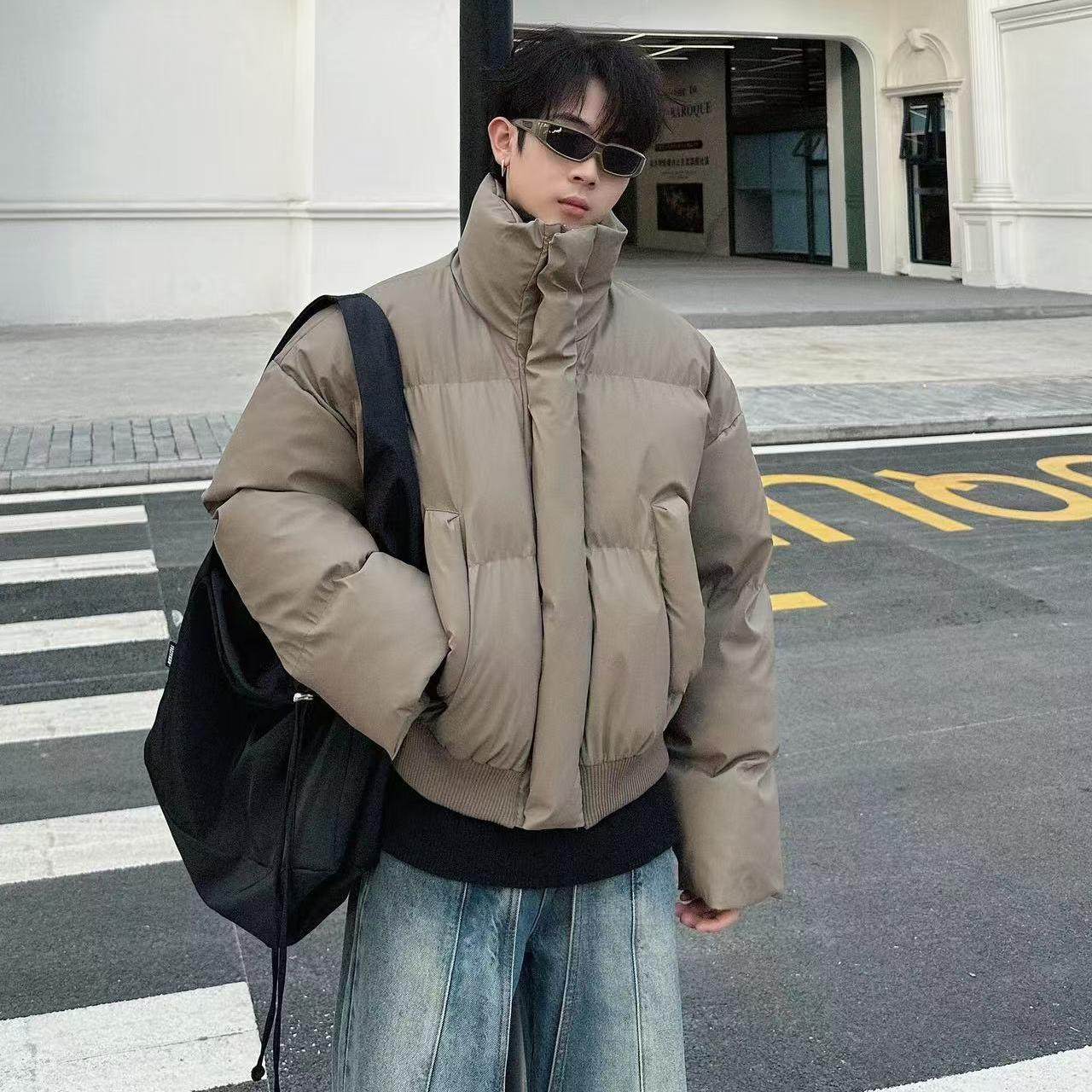 美式潮流短款棉服男款冬季cleanfit加厚面包服高级感立领羽绒外套