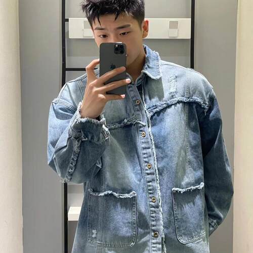 cleanfit小众微毛边牛仔衬衫