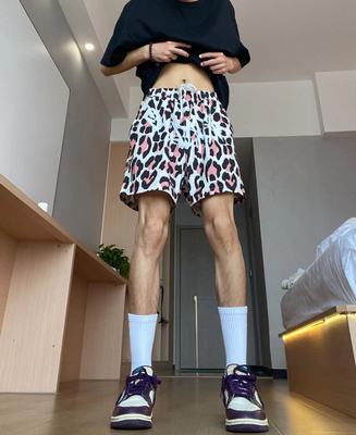 美式复古豹纹短裤男款夏季