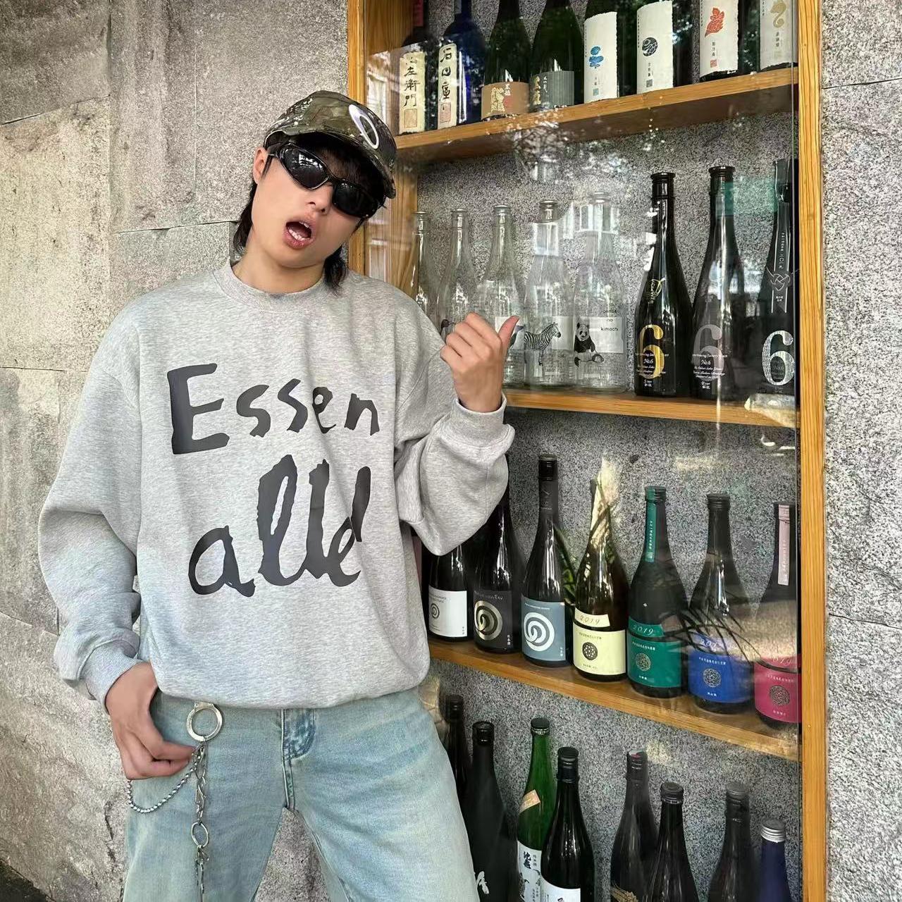美式高级感字母印花圆领卫衣