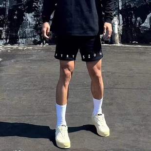 ins百搭街头风宽松五分中裤 美式 男夏季 字母印花篮球运动短裤 个性