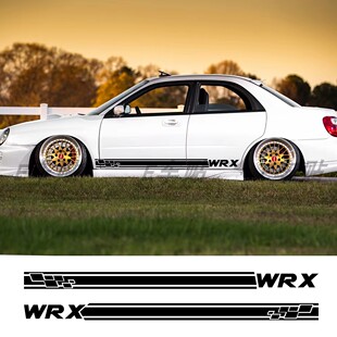 适用于斯巴鲁WRX S4汽车运动条纹贴 改装 车身侧裙拉花防水贴 Sti