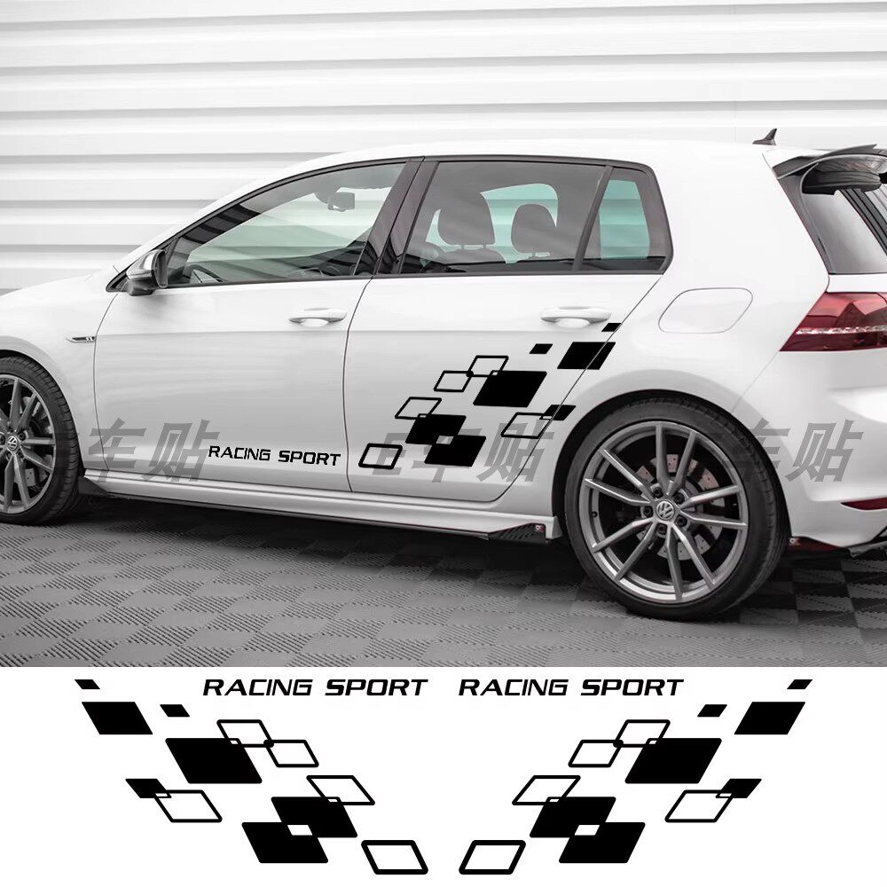 适用于VW大众polo高尔夫CC GTI TSI车身贴赛车格贴纸侧门装饰贴花