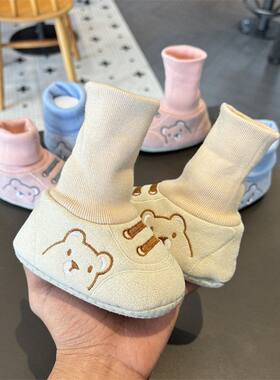 婴儿鞋子冬款加绒0到6个月12冬季鞋袜冬天地板袜初生宝宝秋冬棉鞋