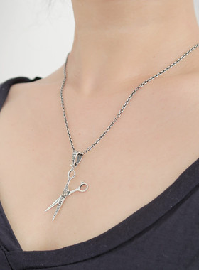 花纹印第安迷你小剪刀纯银吊坠