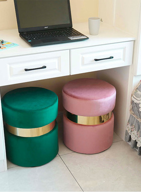 北欧风格梳妆化妆凳圆凳简约客厅沙发凳家用换鞋凳高端卧室布艺凳