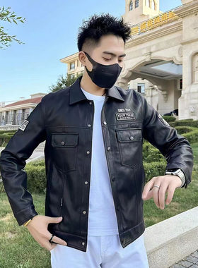 新款秋冬水洗皮皮衣机车服翻领
