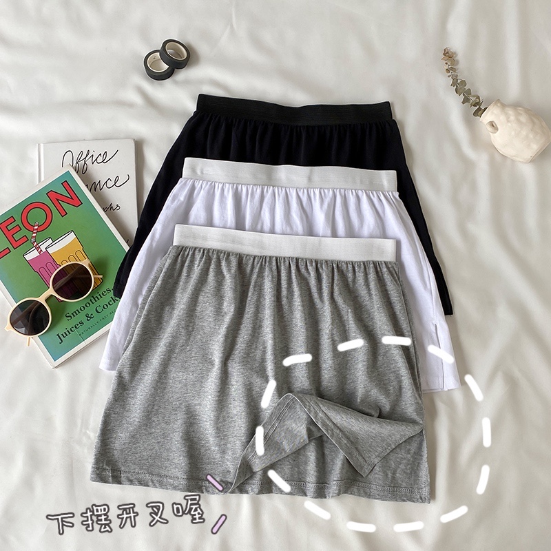 實拍實價疊穿開叉打底裙子搭配衛衣毛衣恤內搭半身短裙女