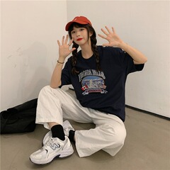 Real shot short sleeve T-shirt loose Korean summer