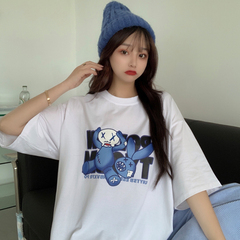 實拍韓版個性寬鬆印花短袖恤