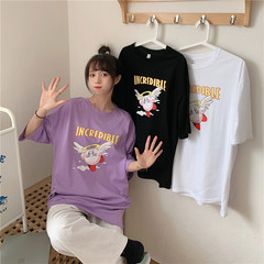 Real shot of Korean new printed short sleeve T-shirt