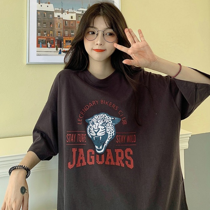 實拍短袖恤女寬鬆字母印花