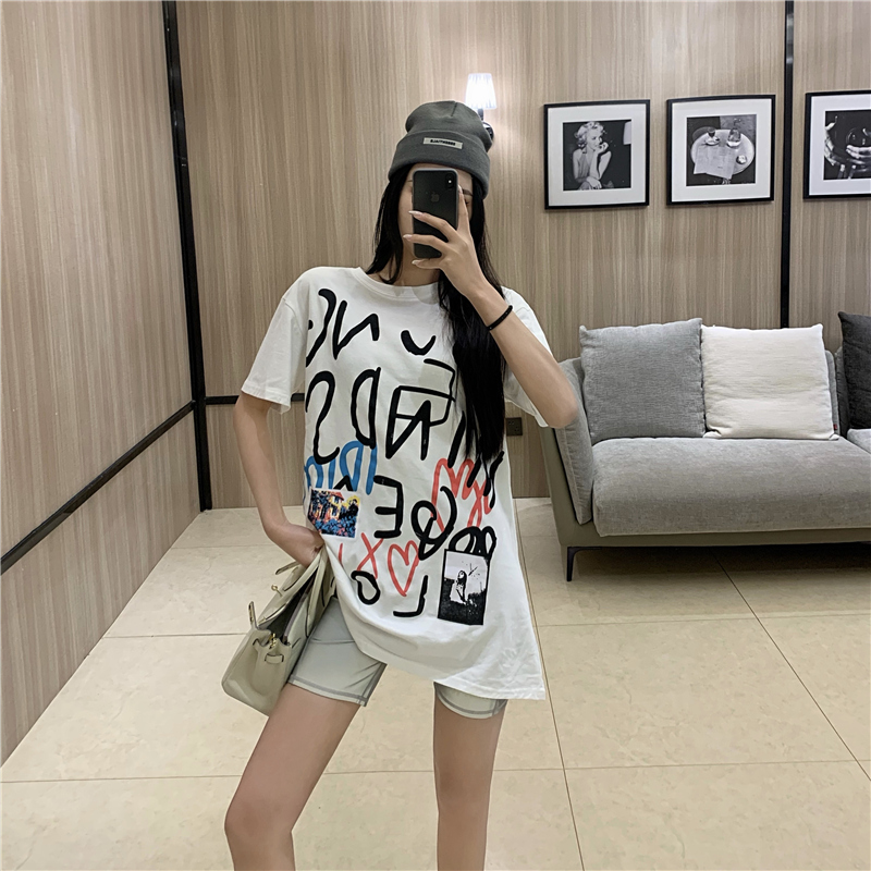 Hong Kong Style graffiti letter short sleeve T-shirt