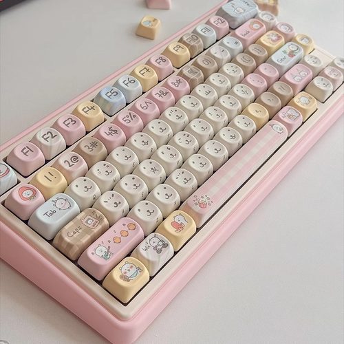 自嘲熊moa侧刻键帽热升华PBT材质