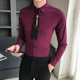 B302CS6821年秋夜店少爷工作服长袖衬衫送同款领带，男装衬衫，电商B216（原B302）