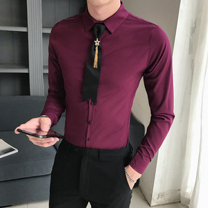 B302 CS68 21年秋夜店少爷工作服长袖衬衫 送同款领带 图片