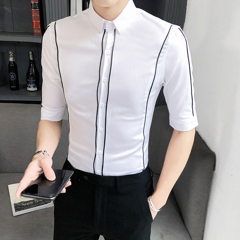 B302CS1472021新款夏装男士线条工作服中袖衬衫店主风,男装衬衫,电商B216（原B302）