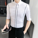 B302CS1472021新款夏装男士线条工作服中袖衬衫店主风，男装衬衫，电商B216（原B302）