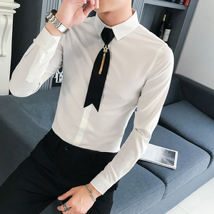 B302 CS68 21年秋夜店少爷工作服长袖衬衫 送同款领带 图片