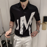 B302CS2122021夏男字母印花中袖衬衣社会风新风格，男装衬衫，电商B216（原B302）