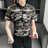 B302CS207特2021夏装跑量迷彩短袖休闲工装衬衣制服衬衣，男装衬衫，电商B216（原B302）