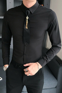 B302 CS68 21年秋夜店少爷工作服长袖衬衫 送同款领带 图片