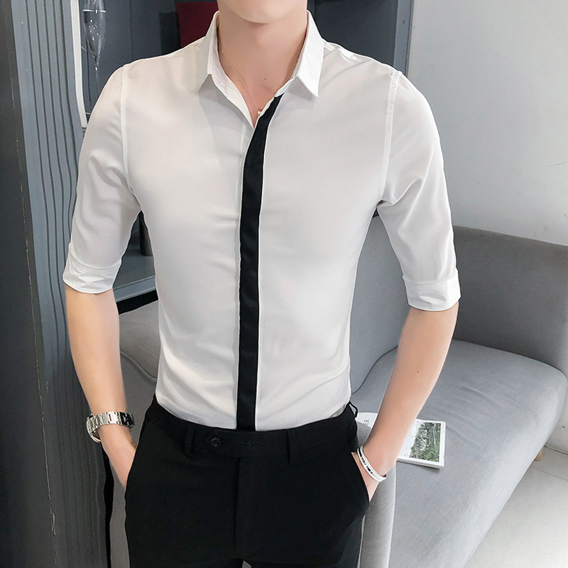 B302CS1402021新款夏装男士七分袖工装男中袖衬衫店主风,男装衬衫,电商B216（原B302）