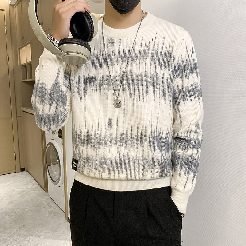 B216 MY5153 P85 2024秋冬装新款 男 圆领毛衣脏脏灰风格 社会风图片