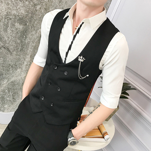 B302 MJ11  2021年春夏装男士双排扣马甲 工装马甲小衫图片