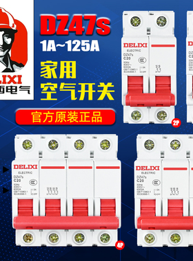 德力西DZ47s空气开关1P空开2P家用63a小型3空开关断路器4p总闸32a